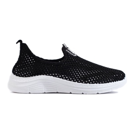 Openwork slip-on black sports shoes