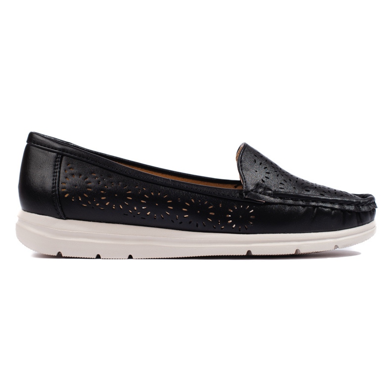 Women's black openwork moccasins