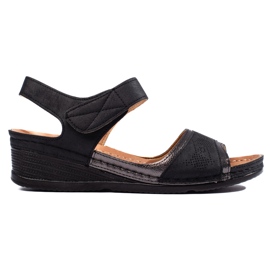 Black women's sandals with velcro
