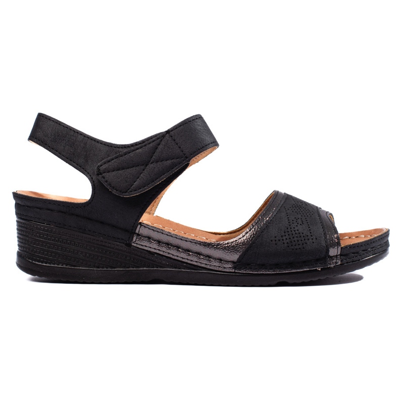 Black women's sandals with velcro