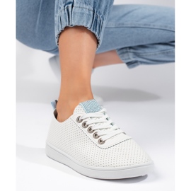 Women's openwork white sneakers