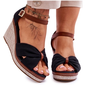 Black women's wedge sandals