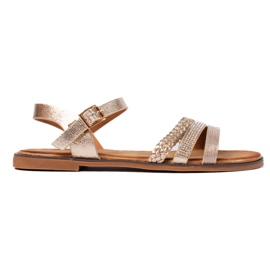 Women's gold flat sandals golden Women's gold flat sandals golden