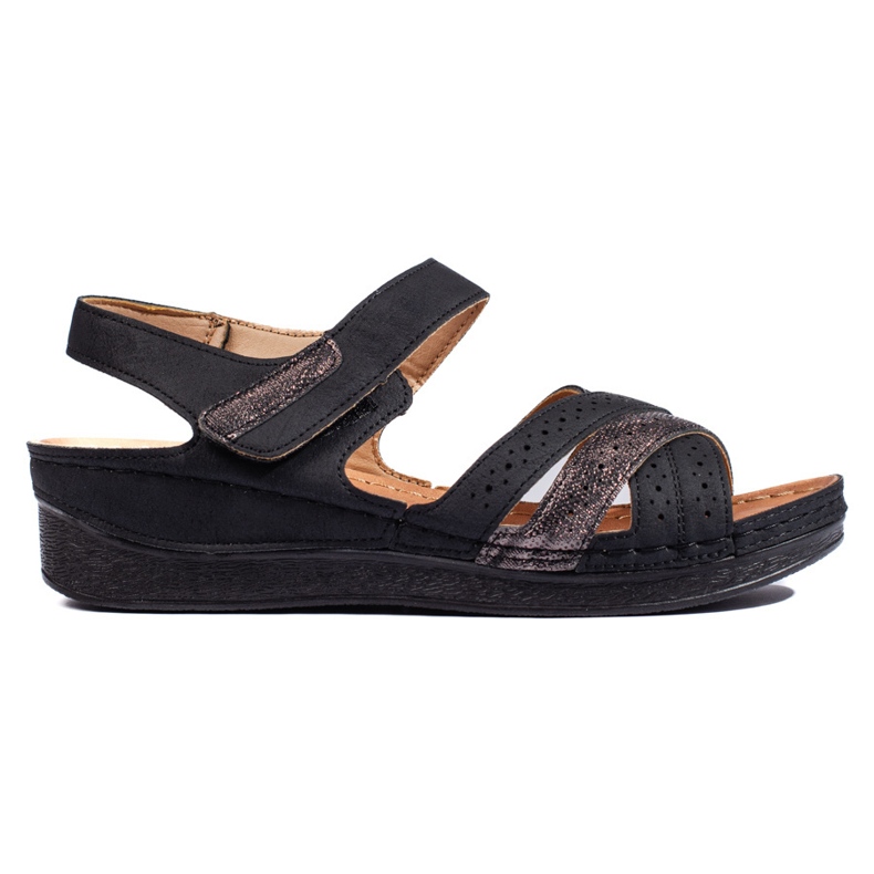 Women's black velcro sandals