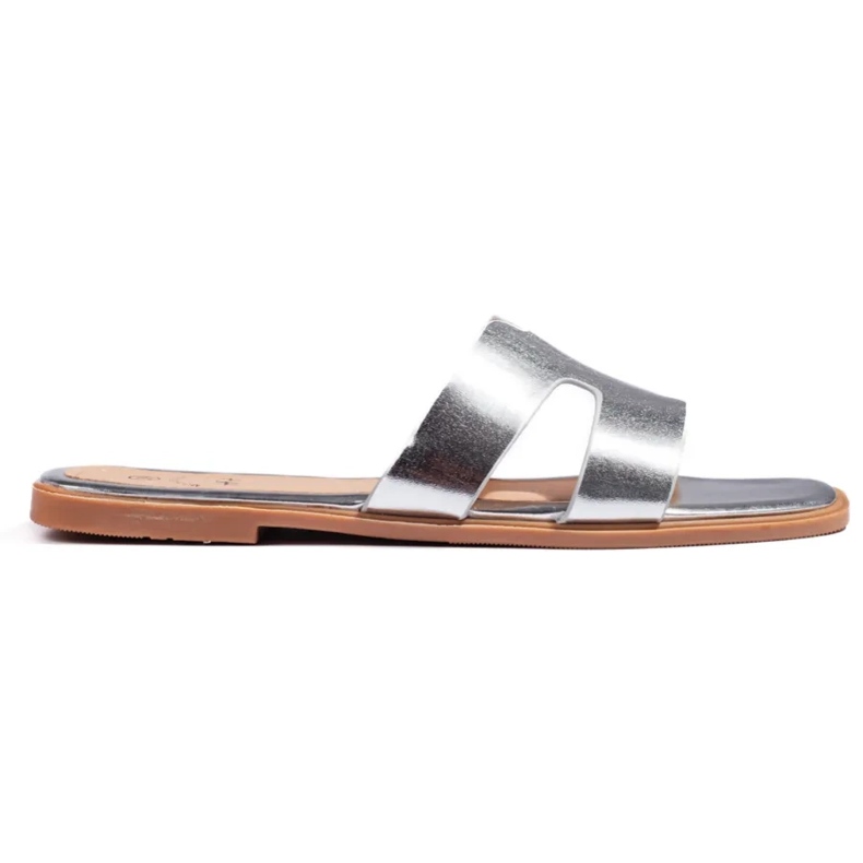 Women's classic silver flip-flops