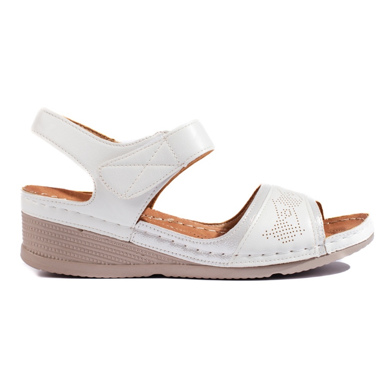 White women's sandals with velcro