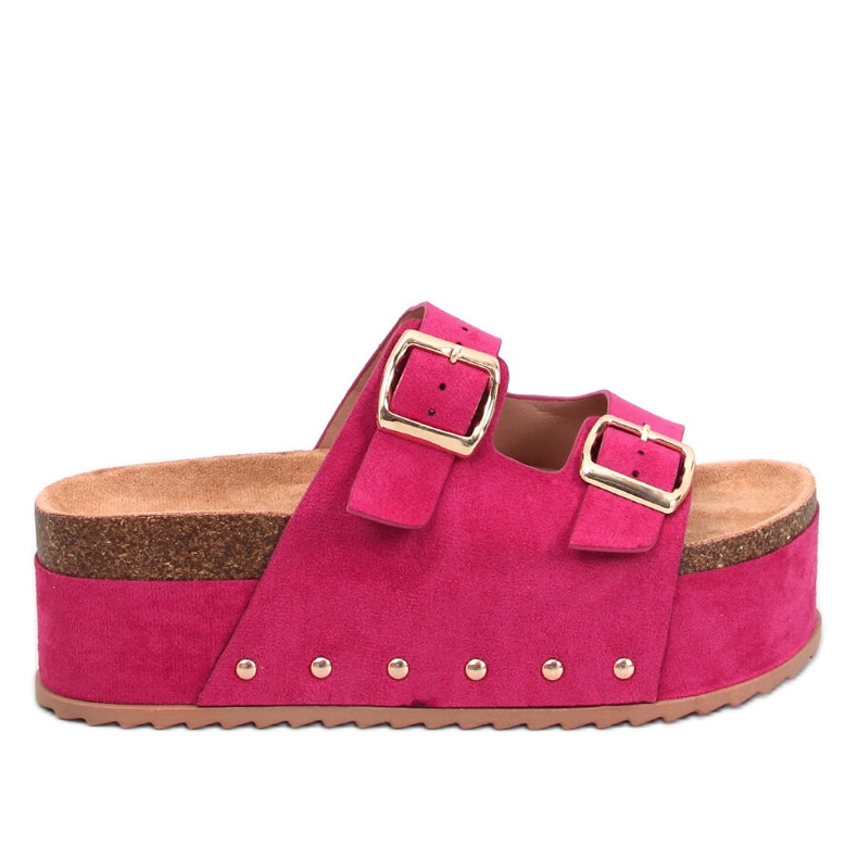 Galzai Fuchsia cork platform slippers pink