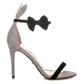 Marquiz Sandals with ears and a bow grey