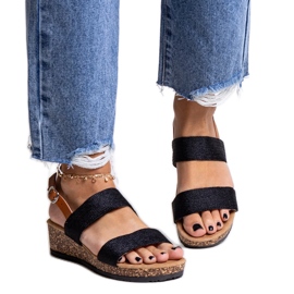 Black Firdosa cork wedge sandals