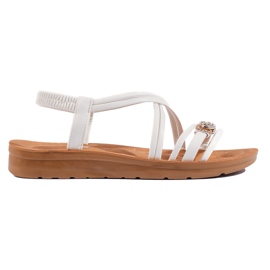 White women's sandals with a thick sole