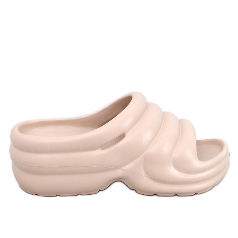 Brassie DK.BEIGE foam flip-flops on the platform - dark beige