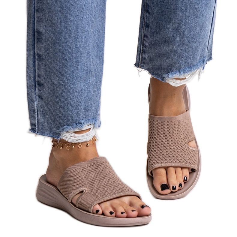 Linah brown platform slides