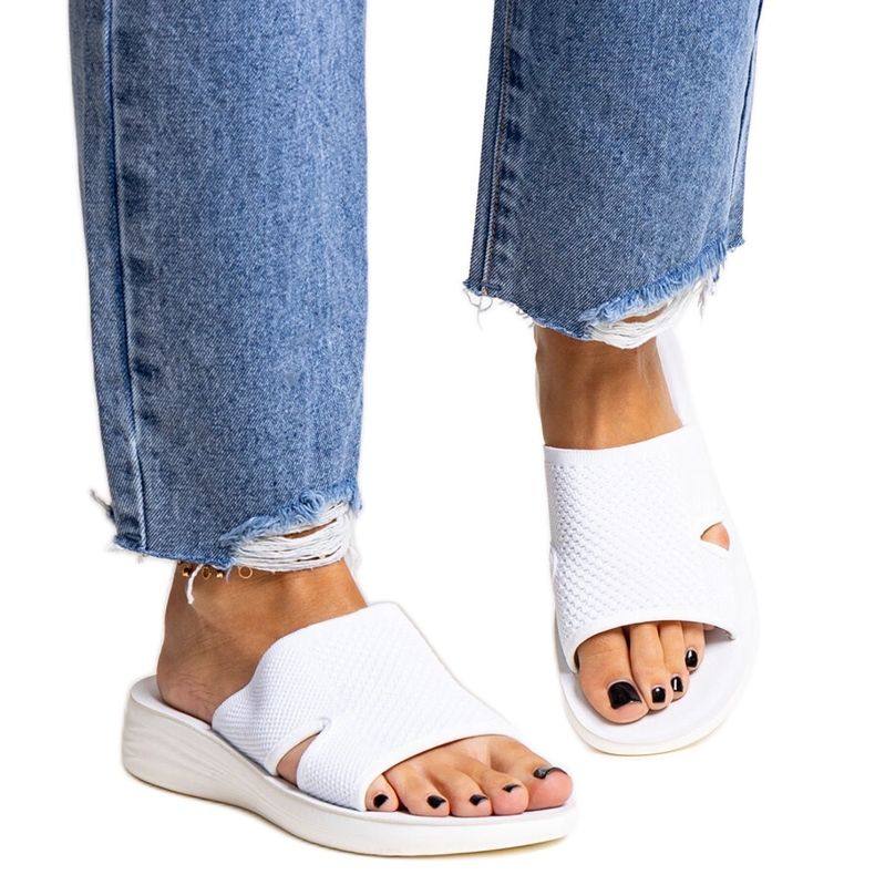 Linah white platform slides