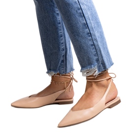 Tied beige ballet flats made of Batra eco leather Tied beige ballet flats made of Batra eco leather