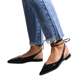 Tied black ballet flats made of Batra eco leather