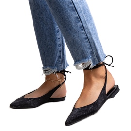 Safine lace-up black ballet flats with rhinestones Safine lace-up black ballet flats with rhinestones
