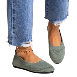Green fabric ballet flats from Yafia