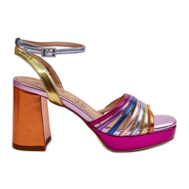 S.Barski Women's Sandals on a High Heel D&amp;A CR920 Multicolor purple