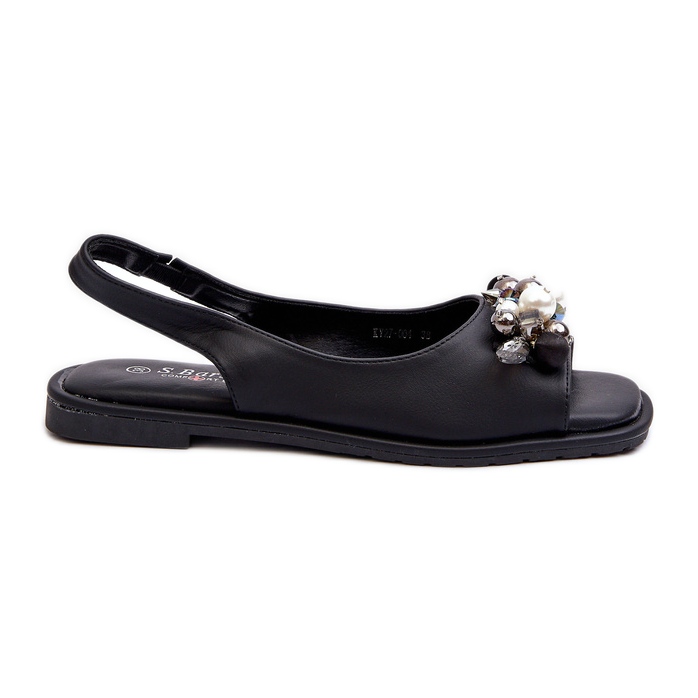 Women's Sandals With Decorations S.Barski KV27-004 Black Women's Sandals With Decorations S.Barski KV27-004 Black