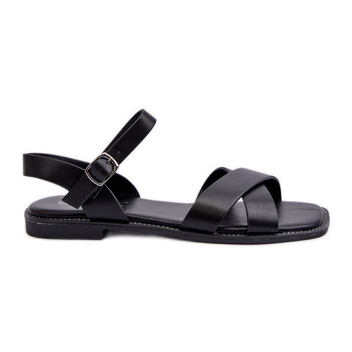Flat Women's Sandals Made of Eco Leather S.Barski KV27-003 Black