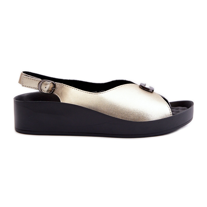 Leather Women's Sandals On Wedge And Platform S.Barski KV27-020 Gold golden
