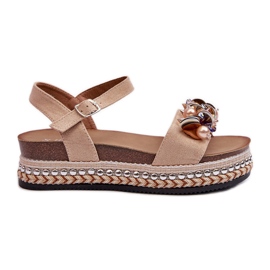 Women's Sandals On Wedge And Platform With Decorations S.Barski HY056 Beige