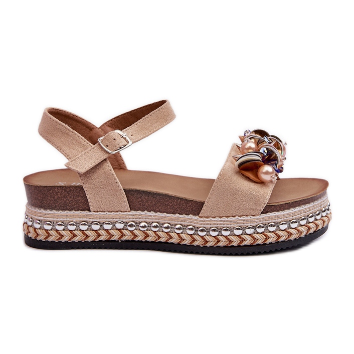 Women's Sandals On Wedge And Platform With Decorations S.Barski HY056 Beige