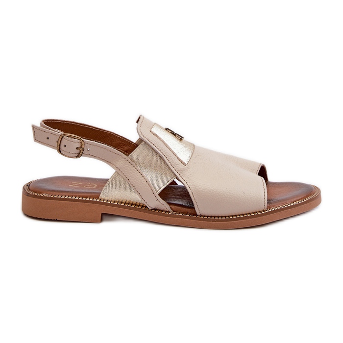 Zazoo 40385 Women's Leather Sandals Beige