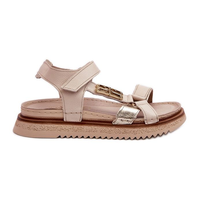 Zazoo 50103 Women's Leather Sandals on the Platform, Beige