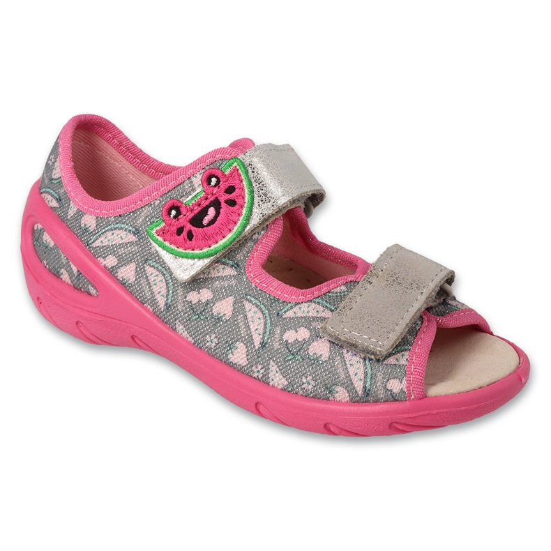 Befado children's sandals with leather insert 063X006 pink and gray grey