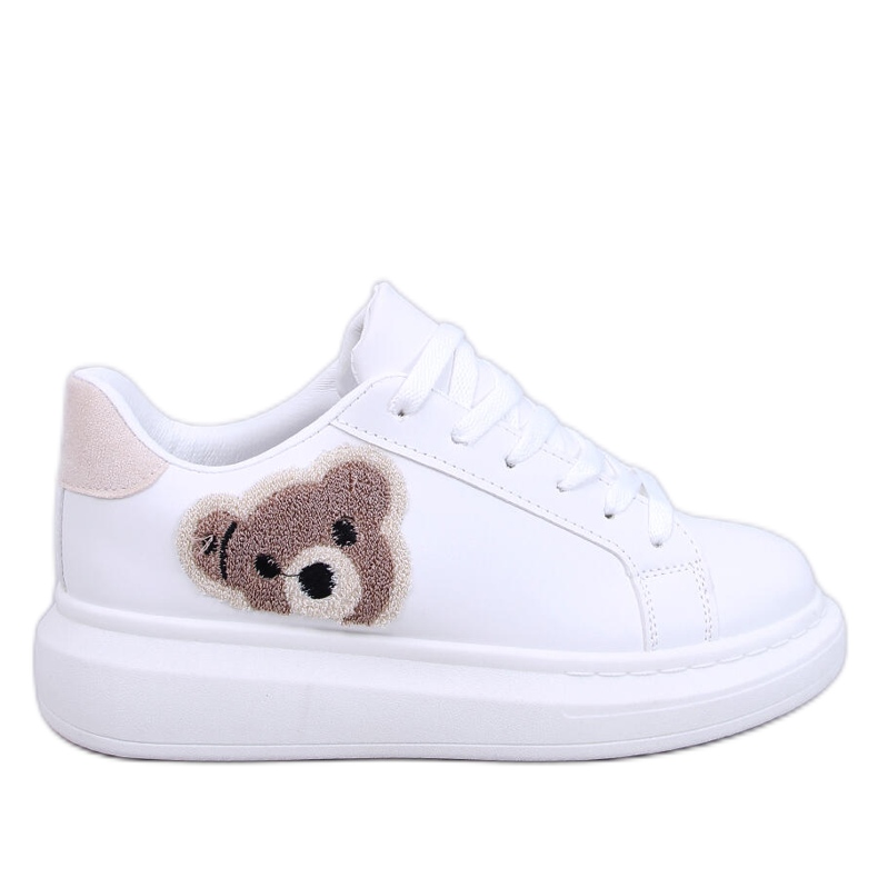 Cedris White teddy bear sneakers