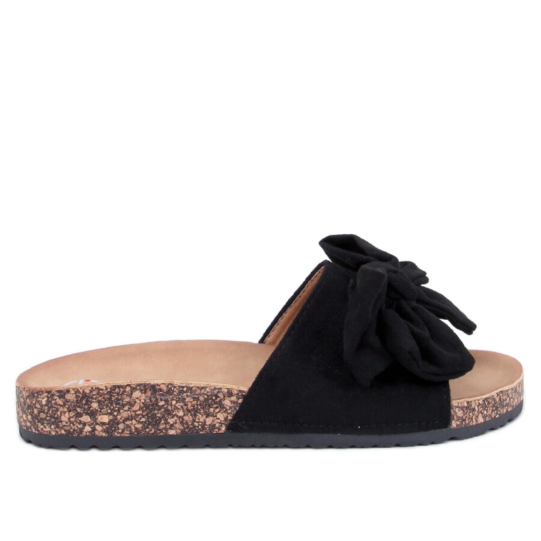Keitas Black cork flip-flops with a bow