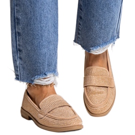 Brown moccasins with rhinestones from Mogha beige