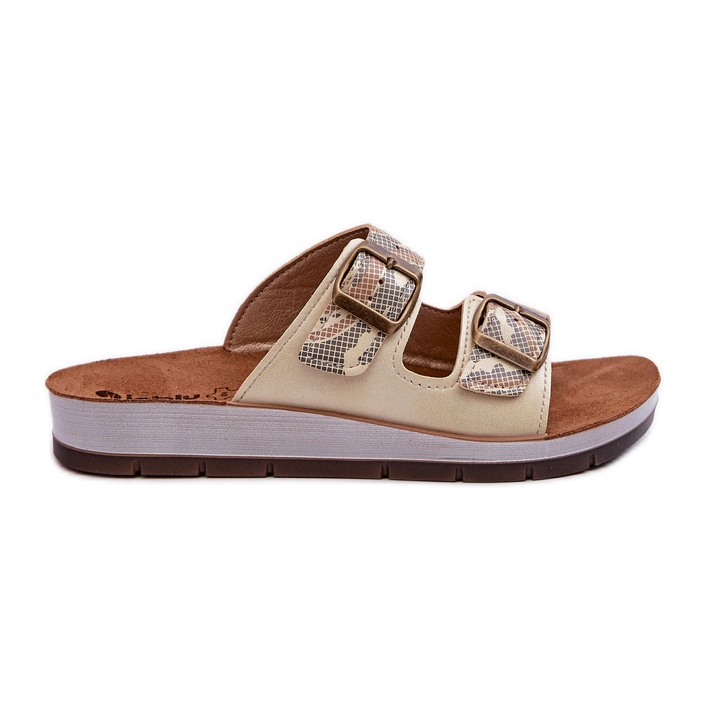 Comfortable Women's Flip-Flops With Buckles Inblu CP000045 Gold golden Comfortable Women's Flip-Flops With Buckles Inblu CP000045 Gold golden