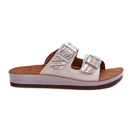 Comfortable Women's Flip-Flops With Buckles Inblu CP000045 Beige