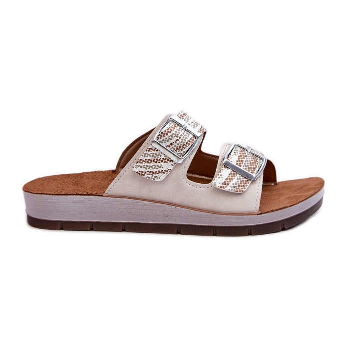 Comfortable Women's Flip-Flops With Buckles Inblu CP000045 Beige