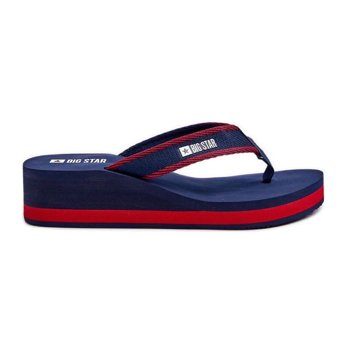 Women's Wedge Flip-Flops Big Star NN274A725 Navy Blue