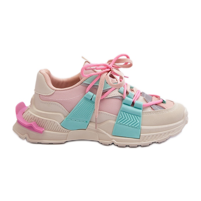Women's Fashionable Lace-Up Sports Shoes Pink-Mint Chillout! beige Women's Fashionable Lace-Up Sports Shoes Pink-Mint Chillout! beige