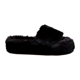 Women's Fur Slippers Black Stepia