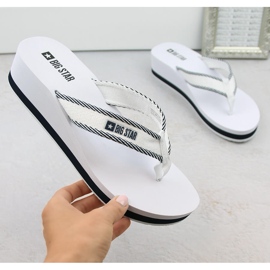 Women's wedge flip-flops, white Big Star NN274A726