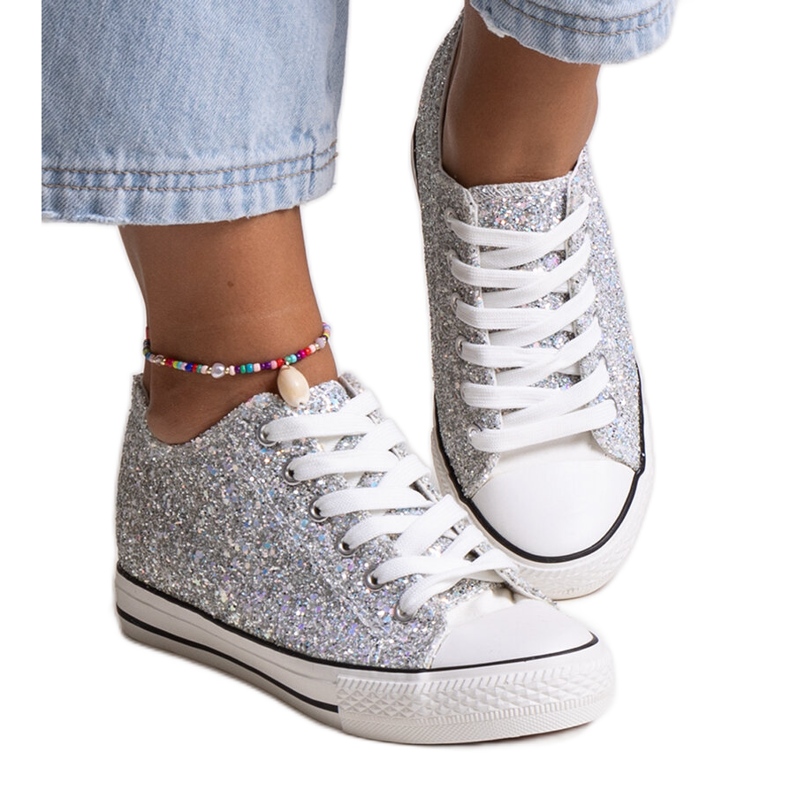 Bez marki Silver shiny Jadwa sneakers