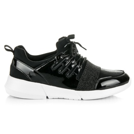 Lacquered sports shoes black