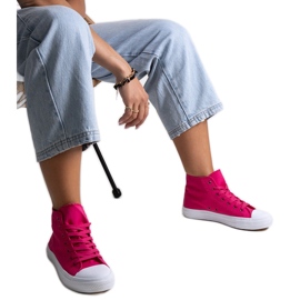 Bez marki Dark pink Ghanem high-top sneakers Bez marki Dark pink Ghanem high-top sneakers