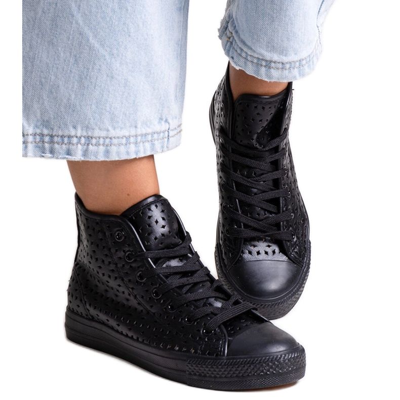 Bez marki Black high-top Madala openwork sneakers
