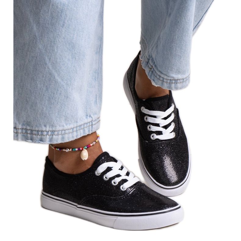 Merri black shiny sneakers