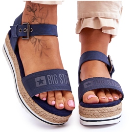 Women's Comfortable Big Star Platform Sandals LL274869 Navy Blue
