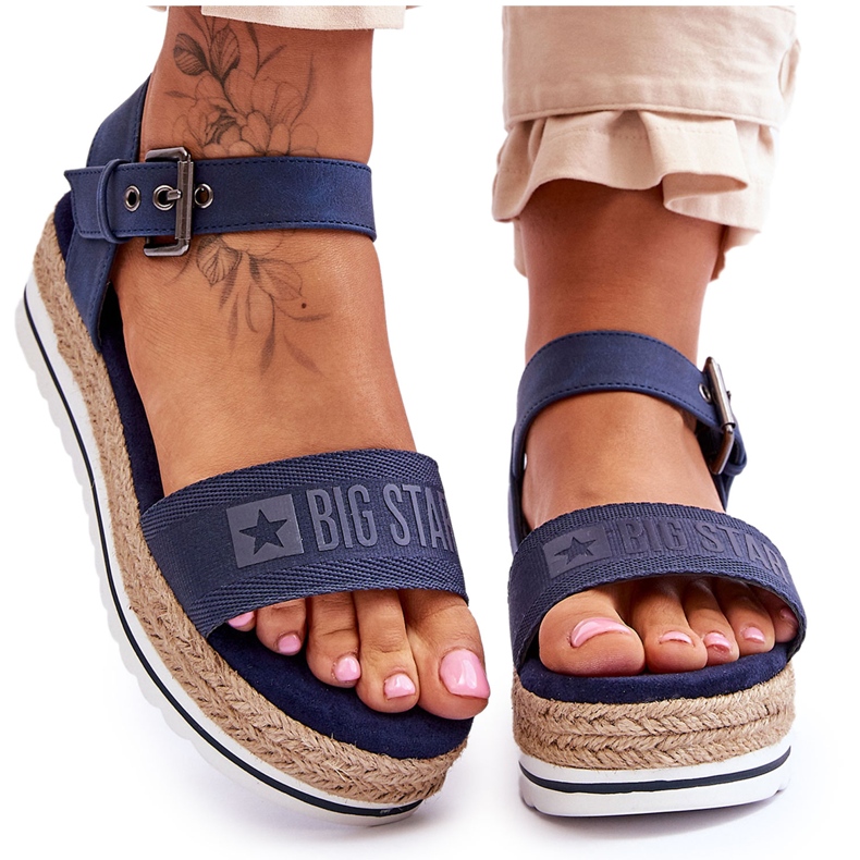 Women's Comfortable Big Star Platform Sandals LL274869 Navy Blue