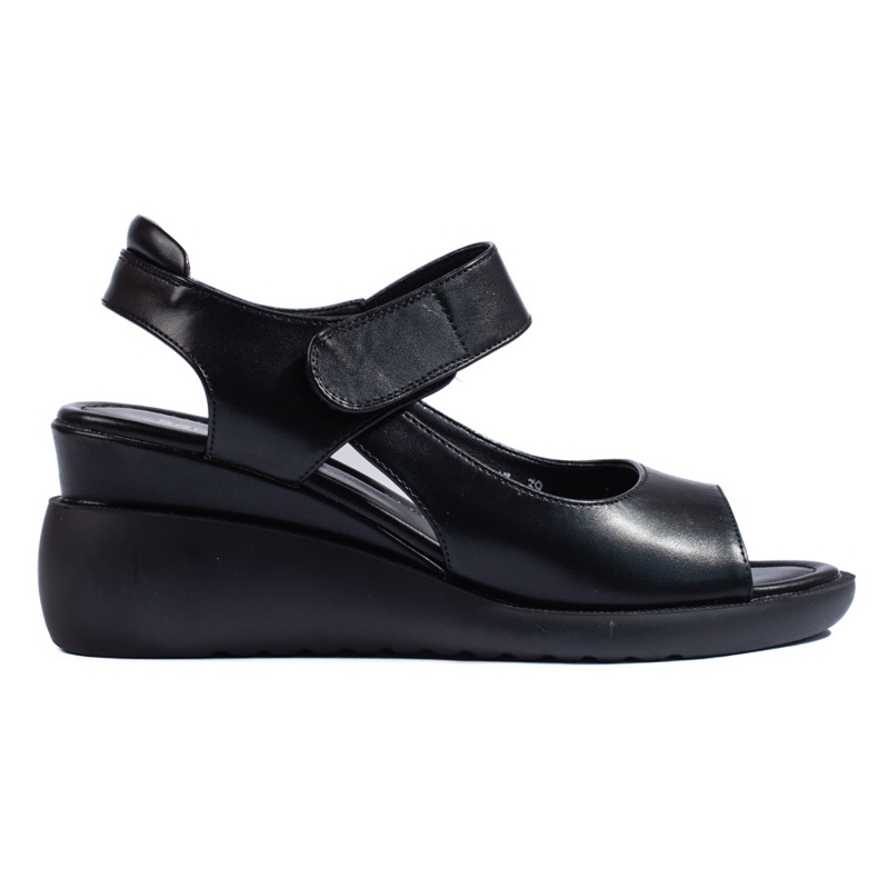 Comfortable black wedge sandals by Sergio Leone Comfortable black wedge sandals by Sergio Leone