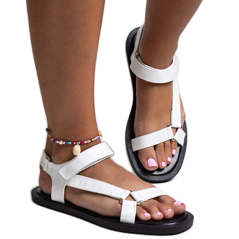 White sandals made of eco leather by Nashida