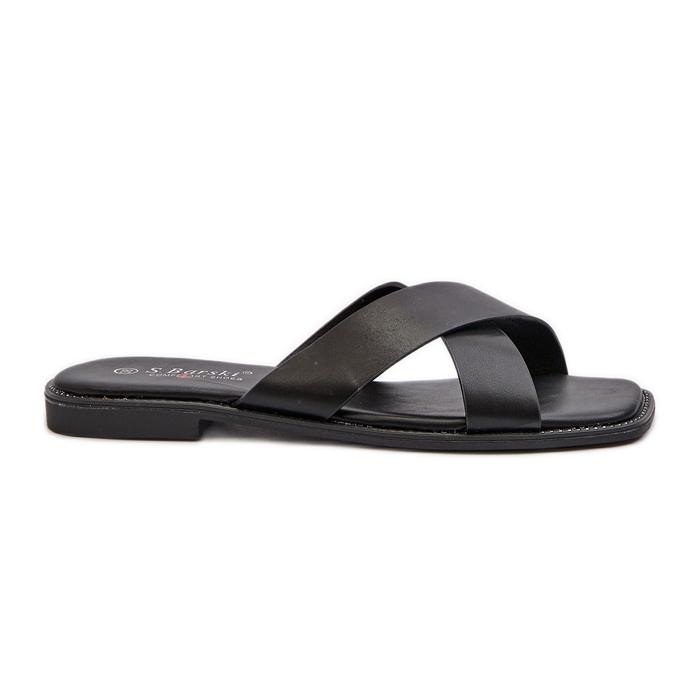 Women's Flat-Heel Flip-Flops Made of Eco Leather S.Barski KV27-002 Black Women's Flat-Heel Flip-Flops Made of Eco Leather S.Barski KV27-002 Black